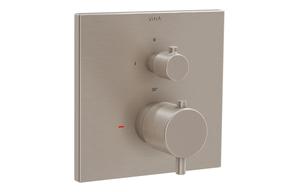 VitrA Root Square Integrated Thermostatic 1-Way Shower Mixer Valve - Brushed Nickel